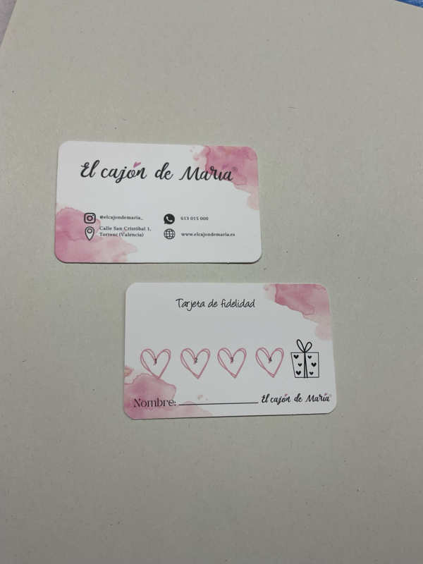 1000 TARJETAS DE FIDELIZACION 86X55MM